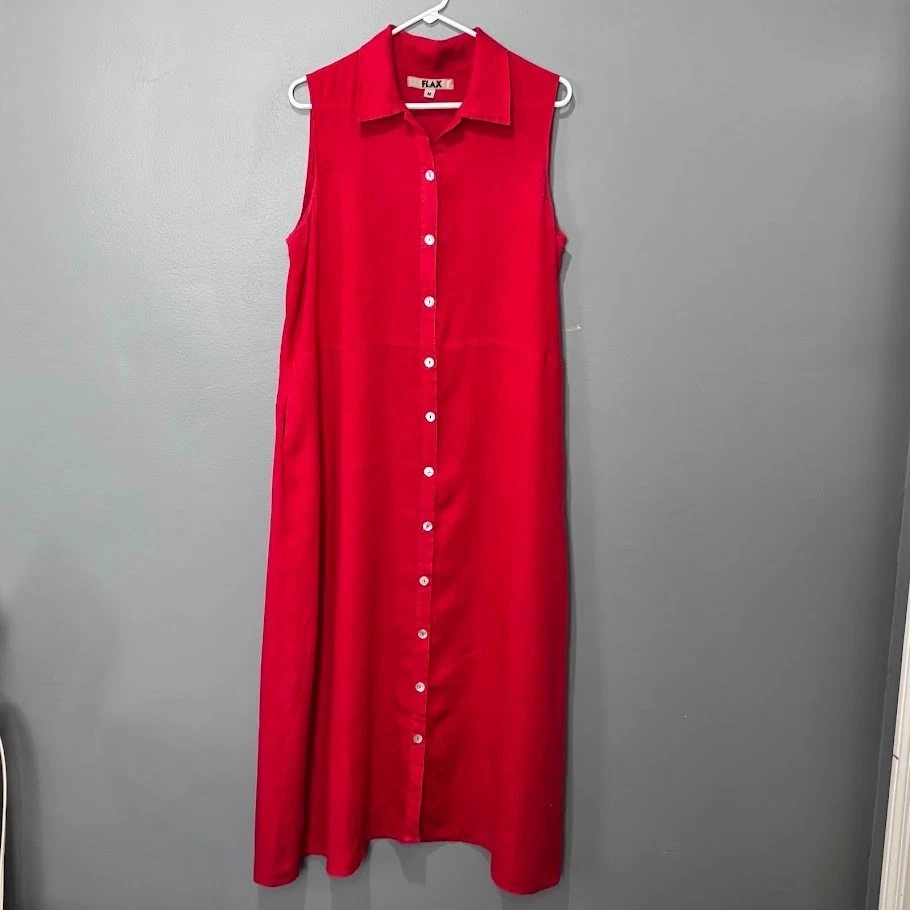 Red Linen Dresses for Women for sale | eBay