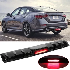 For Nissan Sentra Glossy Rear Bumper Diffuser Spoiler w/ LED Brake Tail Light