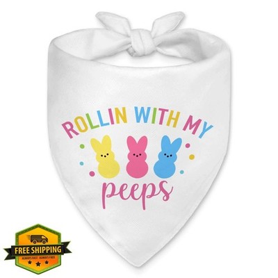 Vgrti Easter Dog Bandana, Happy Peeps Pet Scarf, Rabbit Design, Spring