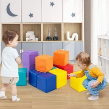 NNECW 12-Piece Colourful Stacking Climbing Foam Cubes Set for Kids