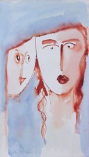 Oskar Koller (1925 - 2004) - Köpfe Aquarell