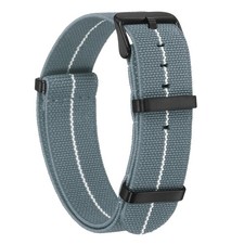 Elastic Nylon Watch Band 20mm Waterproof One Piece Watch Strap, Grey/White