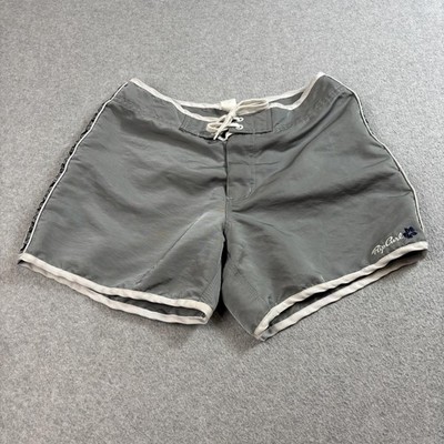 Vintage Rip Curl Shorts Woman Medium 9 Gray Boardshorts Lace Up Floral Surf Y2K
