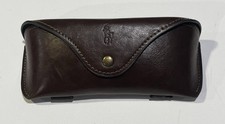 Polo Ralph Lauren Brown Leather Eyeglasses Case Logo Foldover Snap Sunglasses
