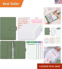 Compact Olive Green Money Organizer: 8 Envelopes, 12 Budget Sheets, Travel Ready