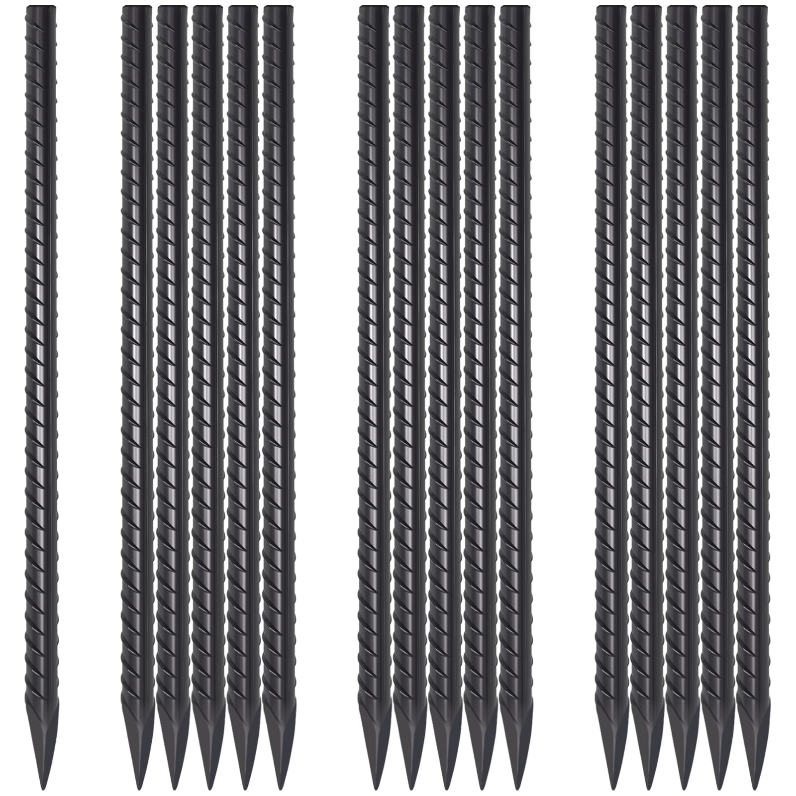 16 Inch Rebar Stakes 16 Pack Heavy Duty 3/8 Inch Diameter Ground Anchors, Lan...