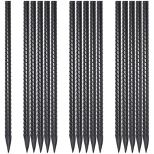 16 Inch Rebar Stakes 16 Pack Heavy Duty 3/8 Inch Diameter Ground Anchors, Lan...
