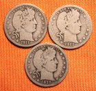 1911-S, 1912-S, and 1915-S Liberty Barber Silver US Quarter Lot, 25C