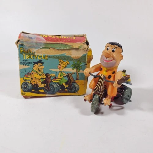 Vintage Fred Flintstone Marx Toys Tricycle Wind-up Japan