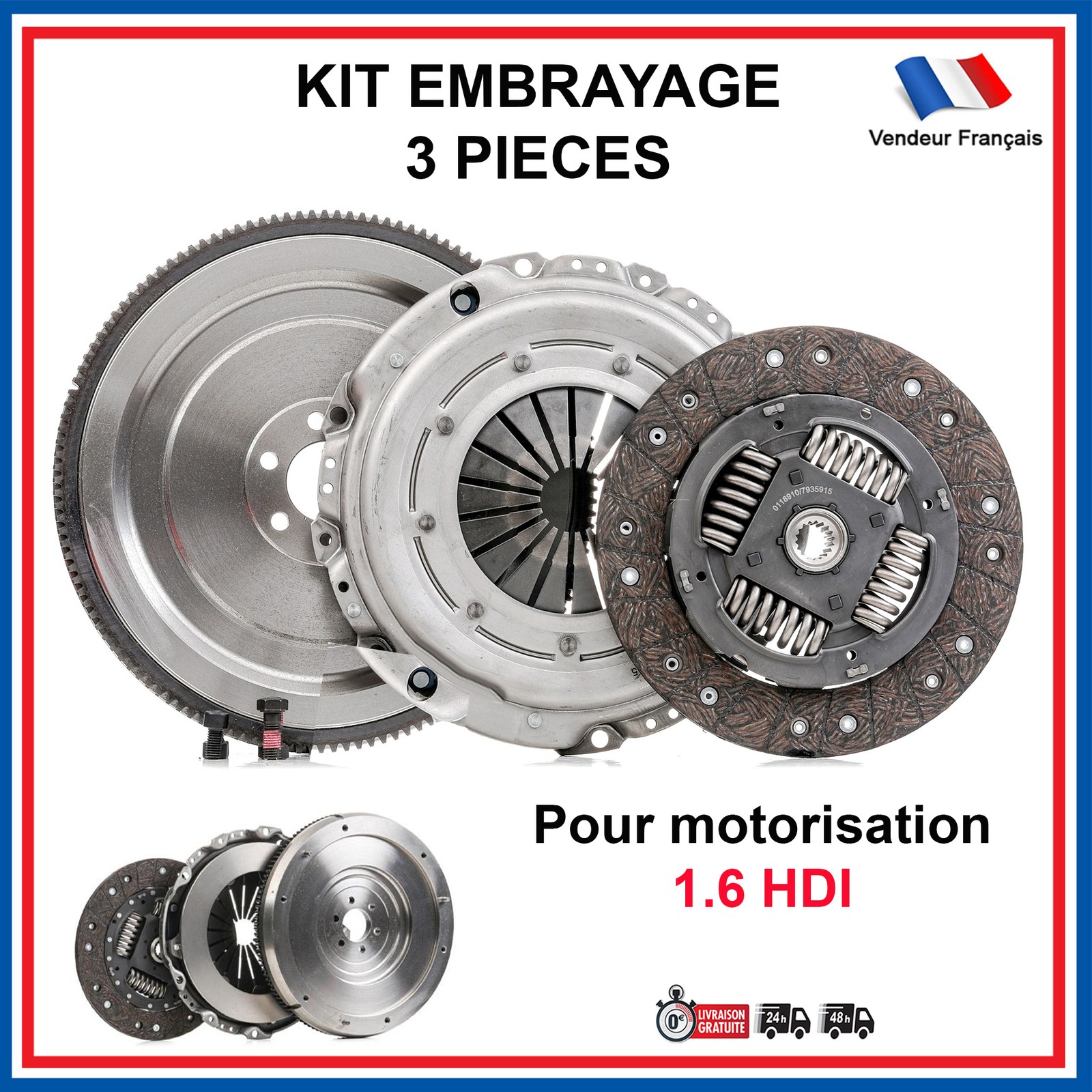 Kit d'embrayage complet avec volant-moteur Berlingo Partner 0532P5 pour moteurs diesel 1.6 HDi