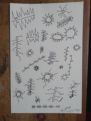 Nature Map Like Ink Drawing On 5.5x8.5 Water Color Paper Signed Dated