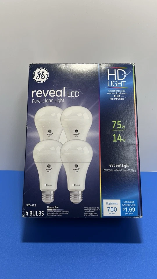 💡 GE Reveal LED A21 HD+ Light Bulbs – 14W (75W Eq) Dimmable – 3 Bulbs Inside - Image 2 of 4