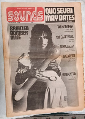Sounds UK Newspaper March 1974 Alice Cooper Nazareth Van Morrison Excellent Cond