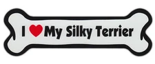 Dog Bone Shaped Car Magnets: I LOVE MY SILKY TERRIER