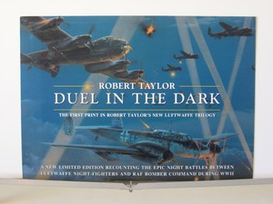 Duel-in-the-Dark-Me110-RAF-Lancaster-Bomber-Robert-Taylor-Aviation-Art-Brochure