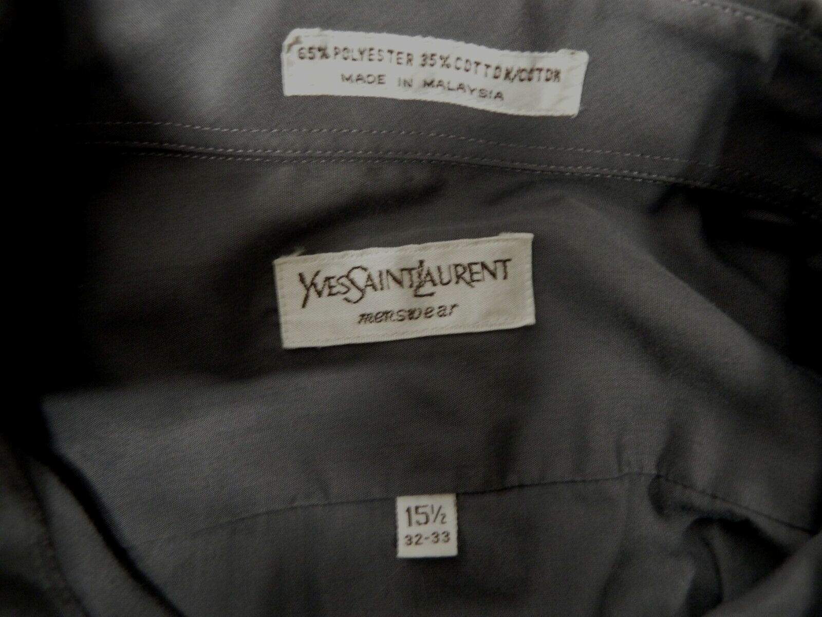 YVES SAINT LAURENT Camicia grigia manica lunga con bottoni uomo 15 5" 32 33