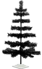 36'' Black Christmas Tree Tinsel Feather Style Holiday Tree 3FT Table-Top