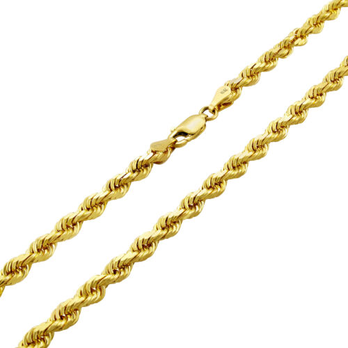 10K Yellow Gold 3mm Diamond Cut Rope Chain Link Necklace Mens Womens 22" - Afbeelding 1 van 12
