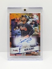 2024 Topps Big League #BEF-OA Ozzie Albies Electric Orange Foil Autograph Card