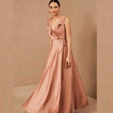 BHLDN Tansy satin maxi dress sedona size 6