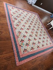 RARE c1900 'Grandmother's Fan' Antique Patchwork Handmade Multiple Pattern Quilt