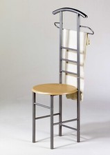 HERRENDIENDER MIT SITZ STUMMER DIENER GARDEROBE STUHL SILBER/BUCHE-FARBIG NEU