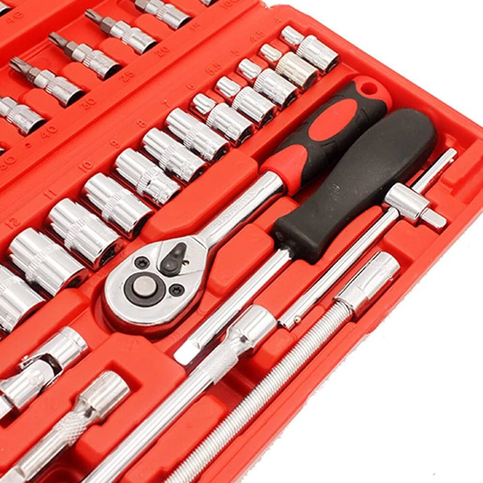 Set Chiavi a bussola da 1/4 di pollice+Cricchetto+Punte PH PZ+Valigetta46 pezzi - Immagine 3 di 4