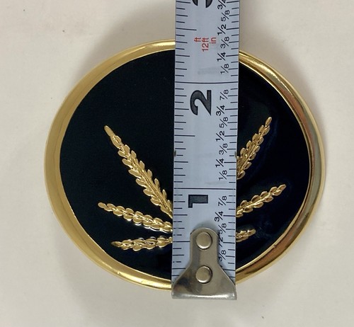 Gold And Black Marijuana (Cannabis) Weed Leaf Belt Buckle 2.5” X 2.25” Vintage - Picture 9 of 11