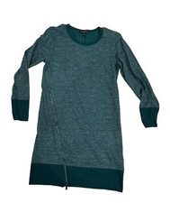 Banana Republic Shirt Dress Womens Medium Grn Long Sleeve Cross Zip Casual Knit