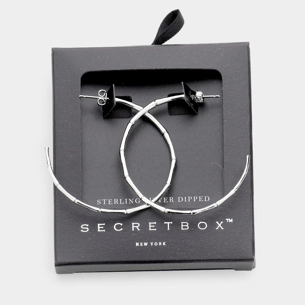 Hoop Earrings Bamboo Half Hoop Post Stud 1.75