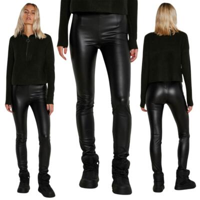 Damen Kunstleder Leggings Slim Fit Stretch Elegant Damen Schwarz Hose XS-L