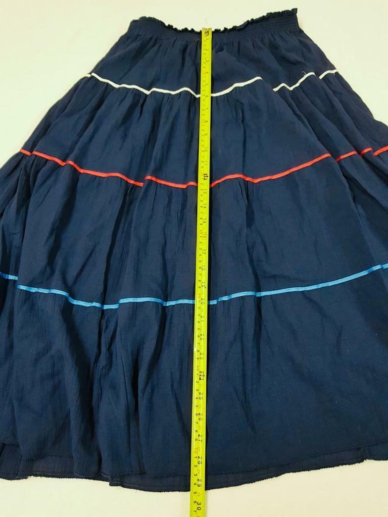 Navy Blue Vintage Skirt Size 10 Tiered Stretch Mi… - image 7