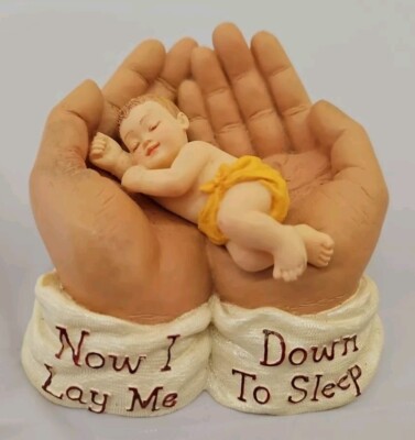 Now I Lay Me Down To Sleep Baby Praying Hands Figurine Psalm 4:8 Pre-owned 