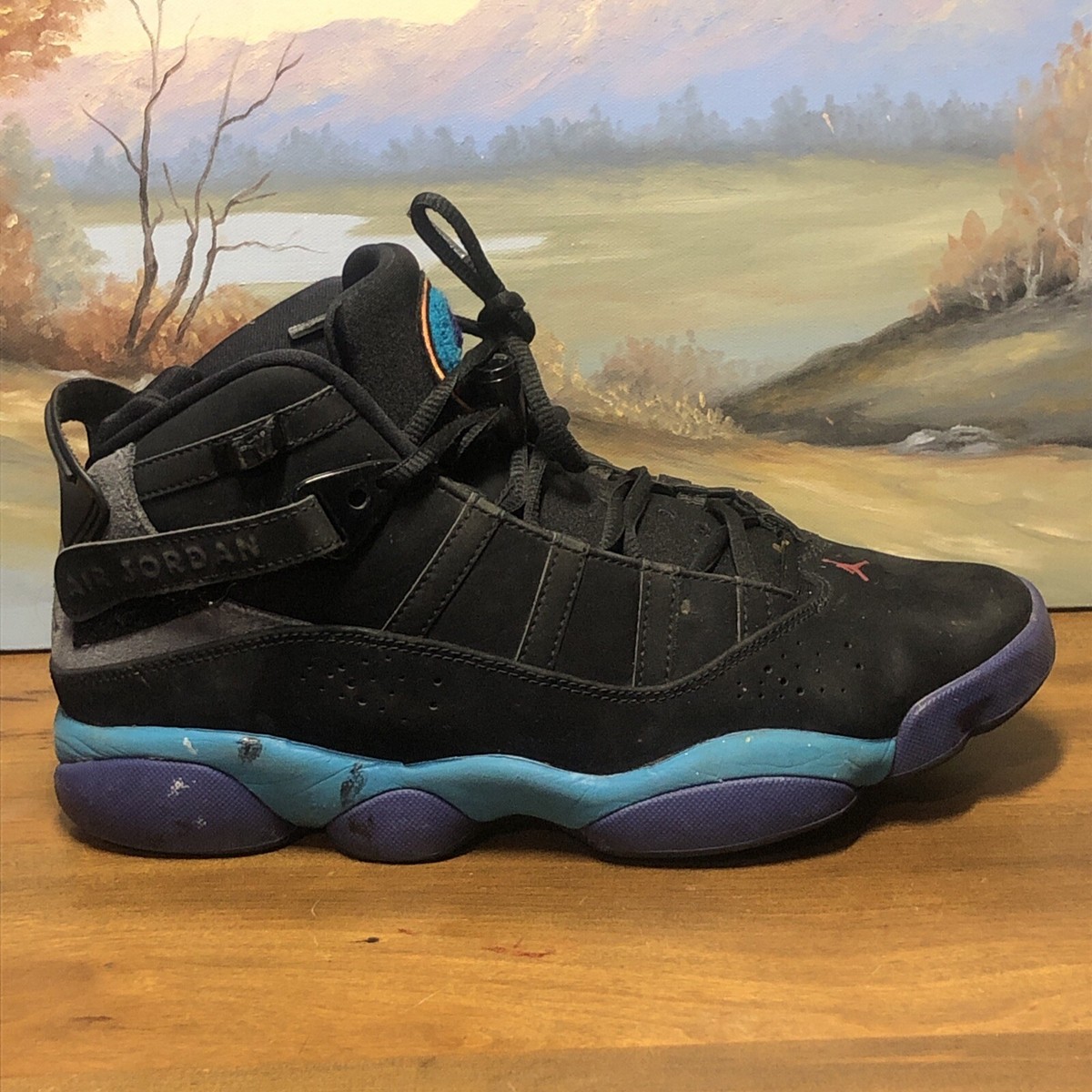 Size Nike Air Jordan Rings Men's Shoes Aqua Grey Black