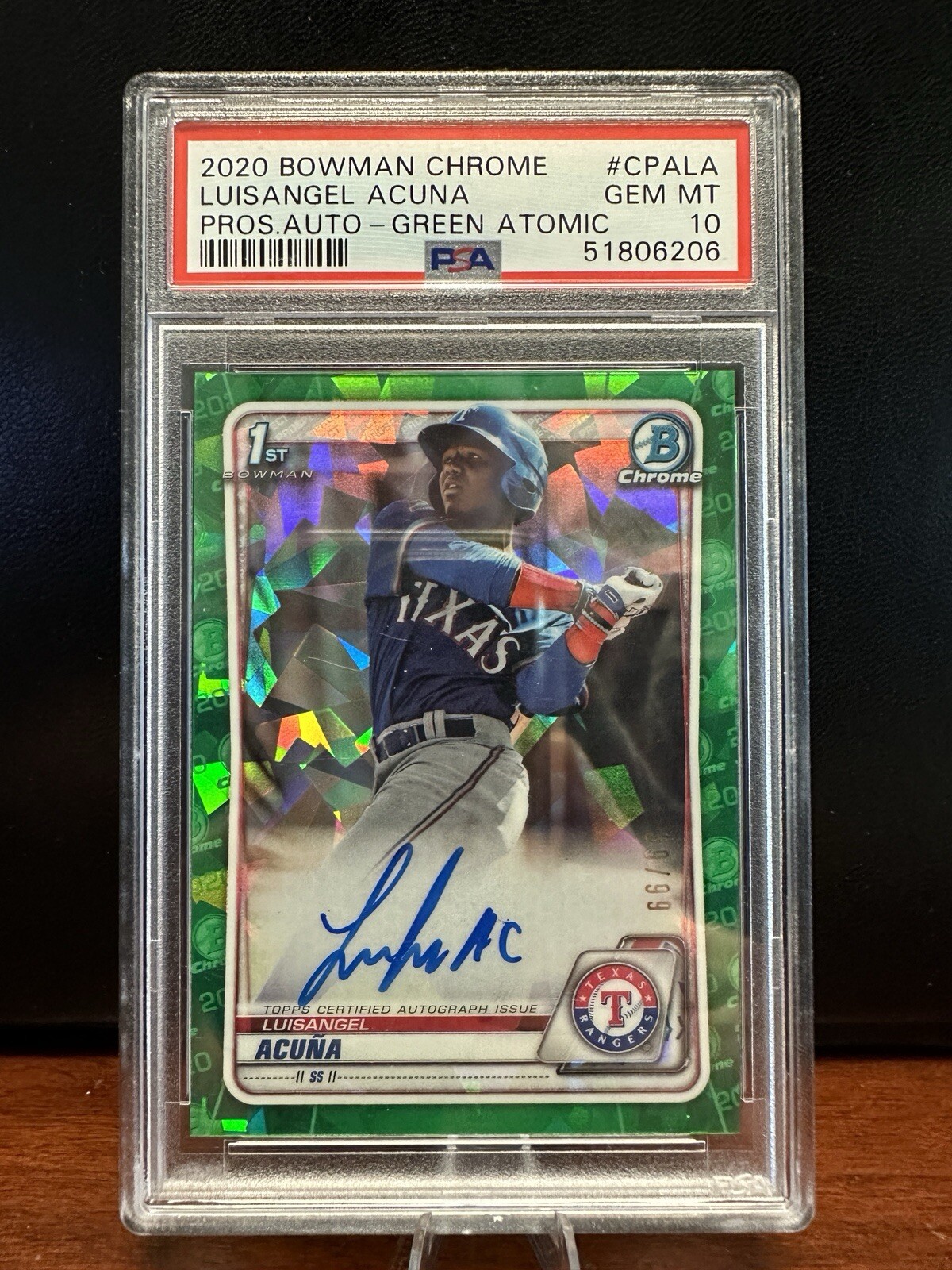 2020 Bowman Chrome Luisangel Acuna 1st Auto Green Atomic Refractor #/99 PSA 10