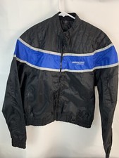 Rare Scotchlite 3M Progressive Motorcycle Jacket Full Zip Flo XL Black Blue Zip