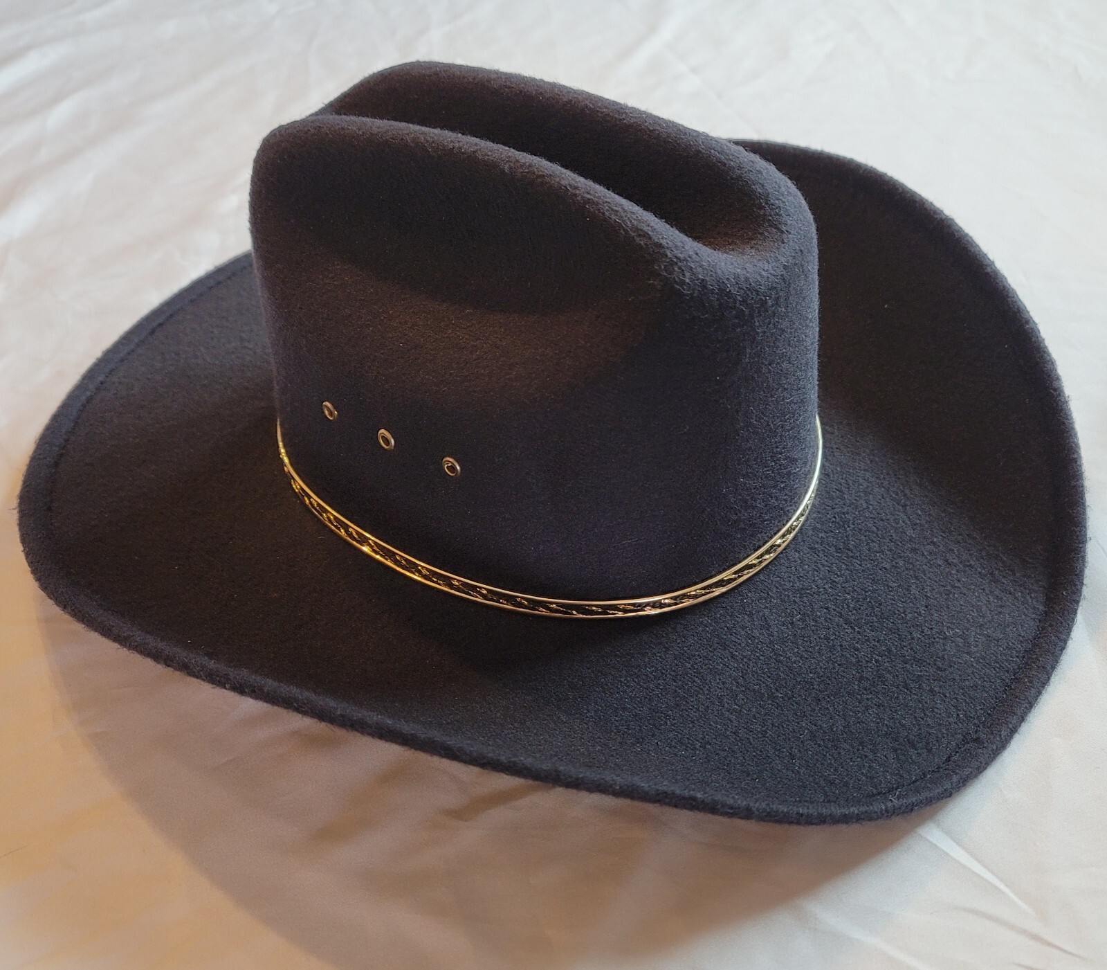 J.R. Palacios Black Wool Felt Cowboy Hat SZ 58 7 1/4 3.75” brim Made in