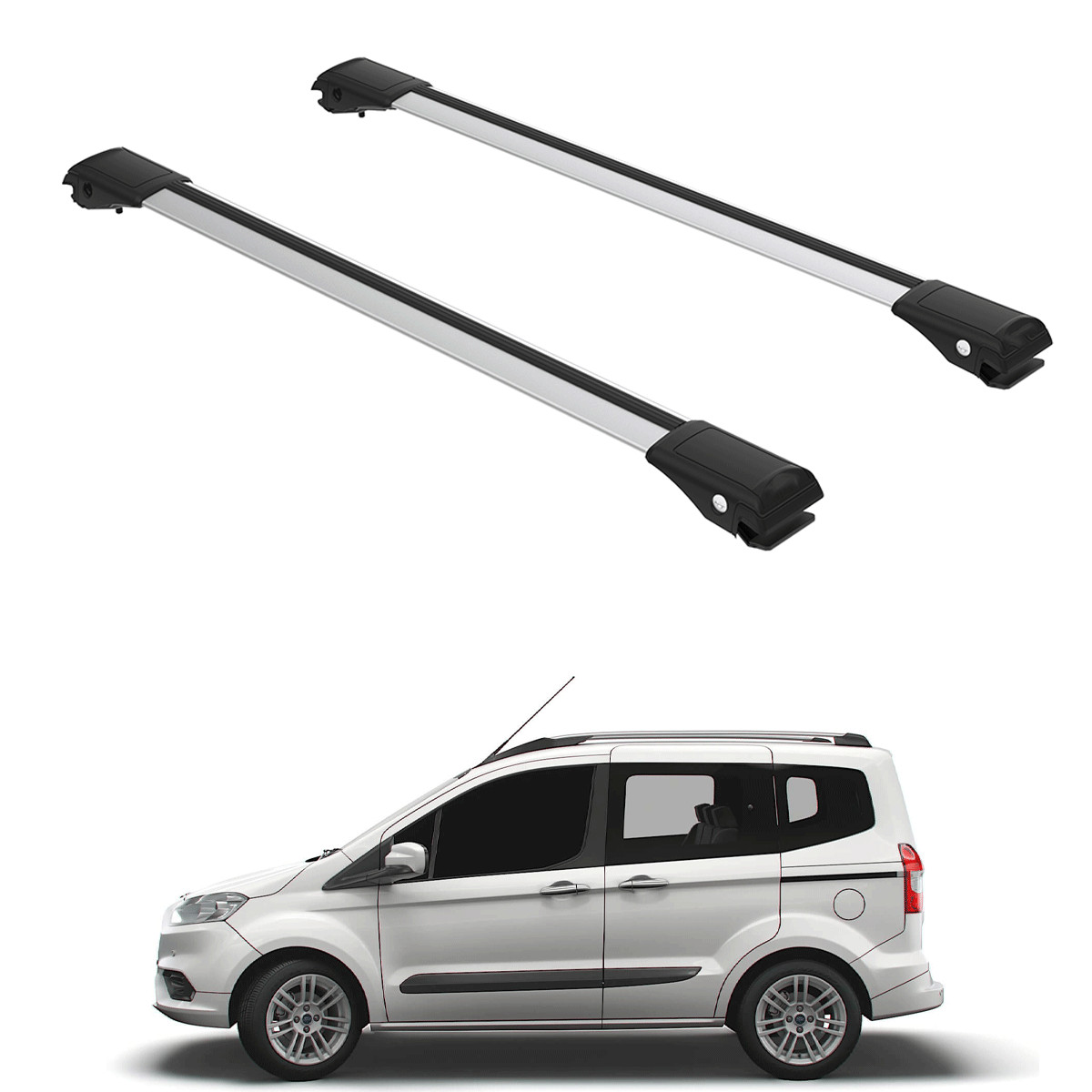 Roof Rack Cross Bars Set to fit Ford Transit/Tourneo Courier Since 2014 Gray set