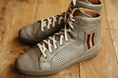 Bally Grau Leder Schuhe Hi High Tops Turnschuhe Sneaker UK 8,5 E US 9,5 EU 42,5
