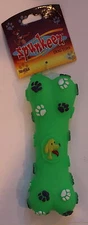 Spunkeez Vinyl Bone 6" Green Squeak Squeaker Dog Puppy Pet Fetch Play Toy Cute 