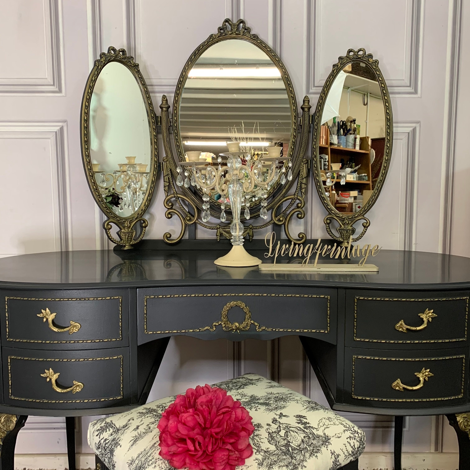 Painted Bedroom Furniture Set Olympus Furniture Black & Gold French