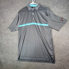 FootJoy Polo Shirt Mens Large Gray Blue Golf Logo Short Sleeve