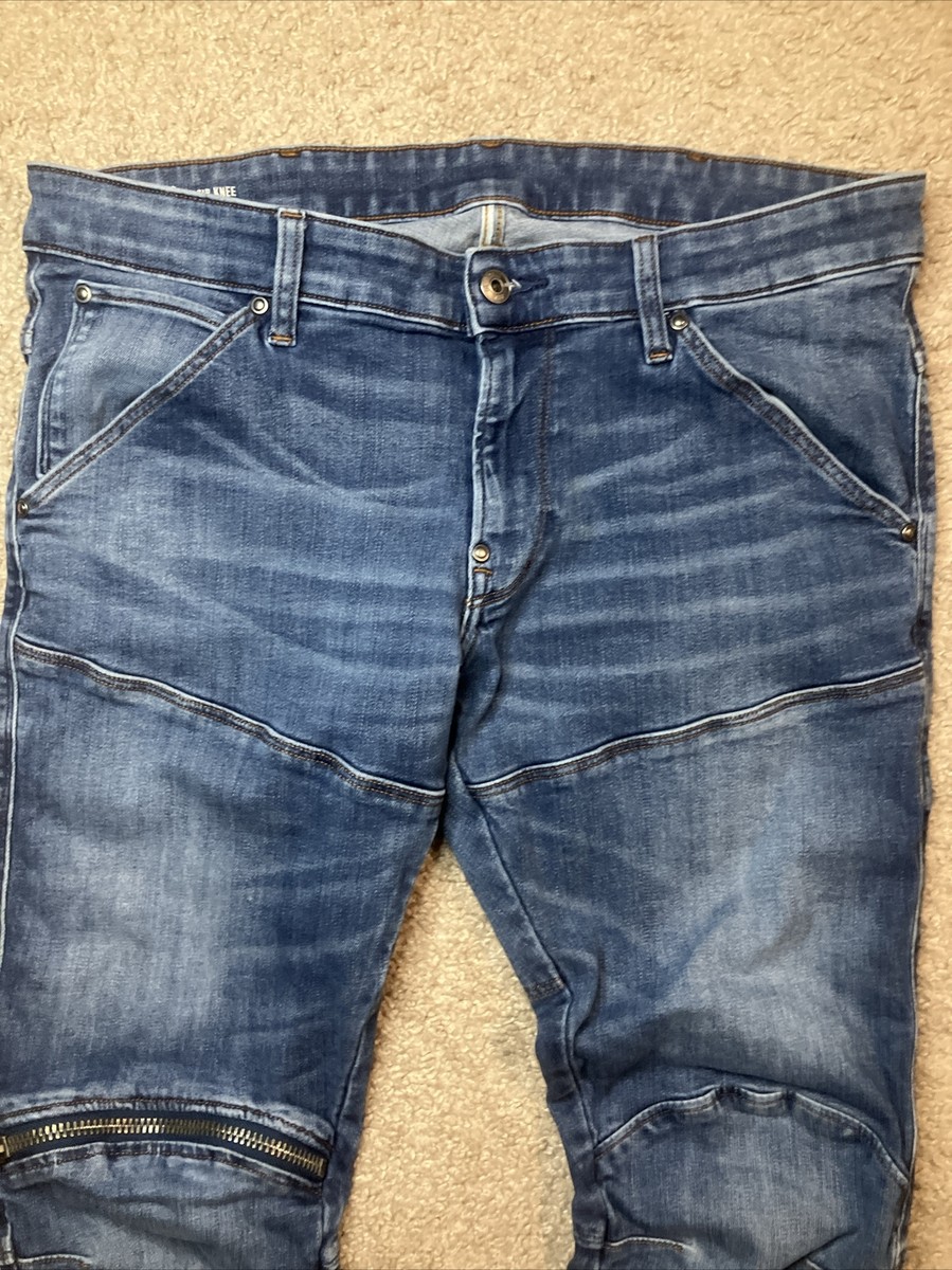 G-Star Raw Jeans Mens 34 x 32 5620 3D Zip Knee Super Slim Blue