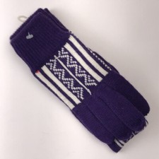 Knit Purple White Pattern Gloves and matching headband set
