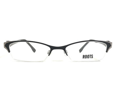 Roots Brille Rahmen RT506 Schwarz Grau Rechteckig Halbe Felge 49-17-135