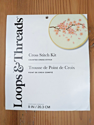Loops And Threads Pink Cherry Blossoms Counted Cross Stitch Kit #713298