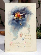 Mechanical Santa in Airplane Postcard. Ellen Clapsaddle, Germany, Fortunes Rise
