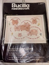 Bucilla WATCH YOUR WEIGHT 12x16 Needlecraft Sampler Kit 48837 Pigs Dieting