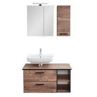Waschplatz Set HäNgeschrank Spiegelschrank Waschbeckenunterschrank Eiche