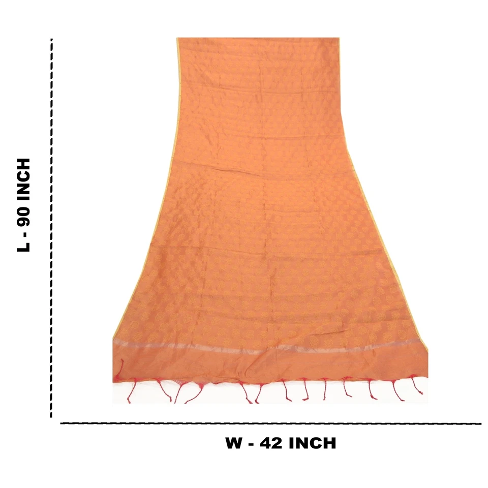 Санскрити винтажный Dupatta длинный украл искусства шелк оранжевый цветочный сплетенный надежном шарфы - Изображение 3 из 4